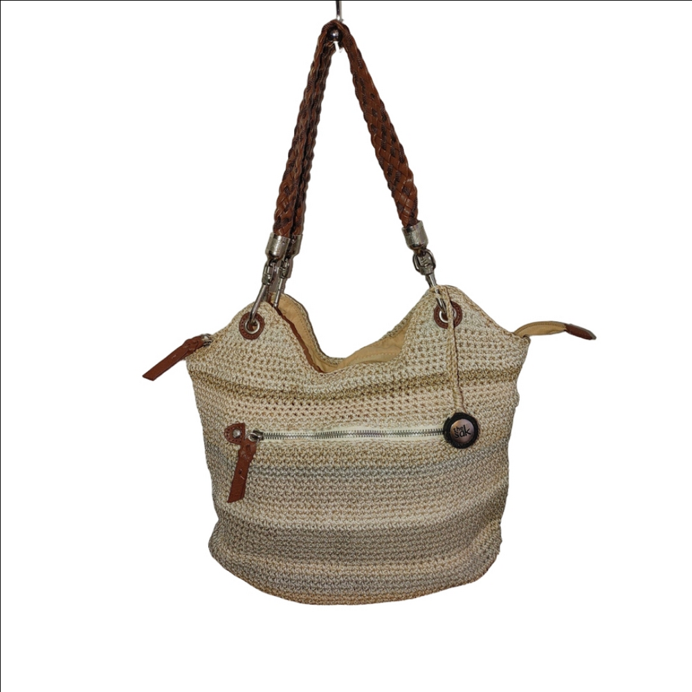 The Sak Indio Striped Crocheted Bucket Bag